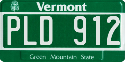 VT license plate PLD912
