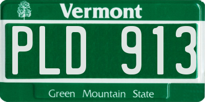 VT license plate PLD913