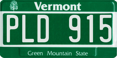 VT license plate PLD915