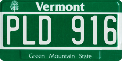 VT license plate PLD916