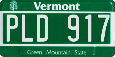 VT license plate PLD917