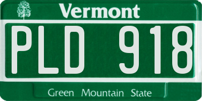 VT license plate PLD918