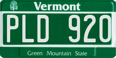 VT license plate PLD920