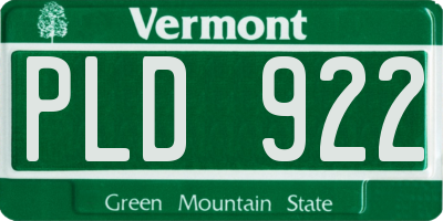 VT license plate PLD922