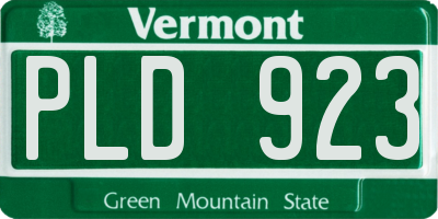 VT license plate PLD923