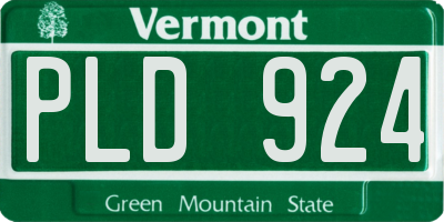 VT license plate PLD924