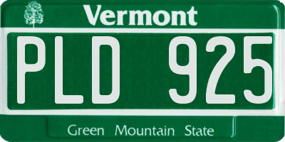 VT license plate PLD925