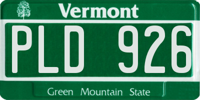 VT license plate PLD926