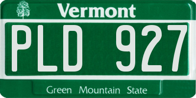 VT license plate PLD927