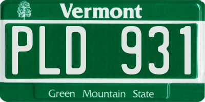 VT license plate PLD931