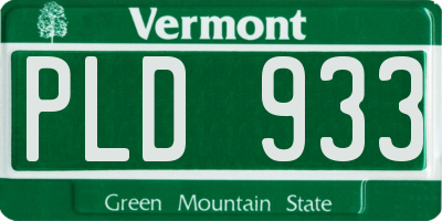 VT license plate PLD933
