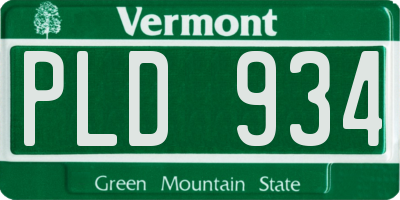 VT license plate PLD934