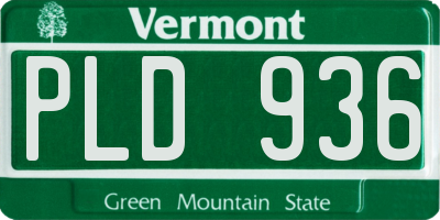 VT license plate PLD936