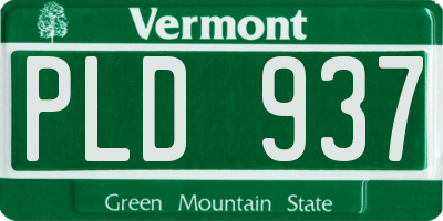 VT license plate PLD937