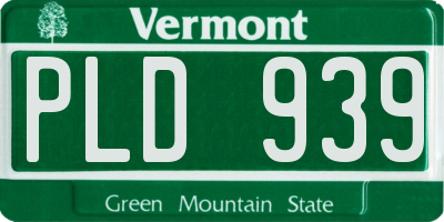 VT license plate PLD939