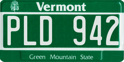 VT license plate PLD942