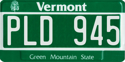 VT license plate PLD945