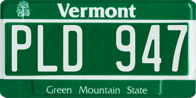 VT license plate PLD947
