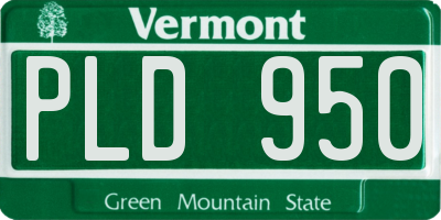 VT license plate PLD950