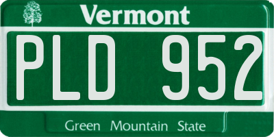 VT license plate PLD952