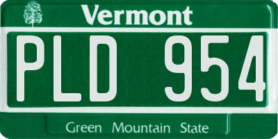 VT license plate PLD954