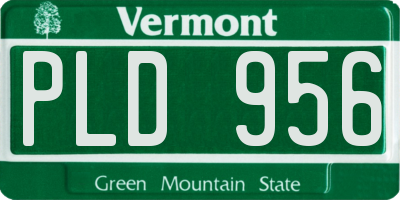 VT license plate PLD956
