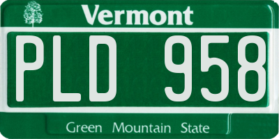 VT license plate PLD958
