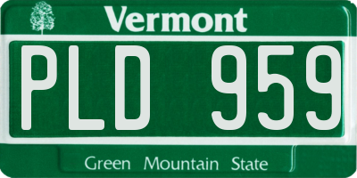 VT license plate PLD959