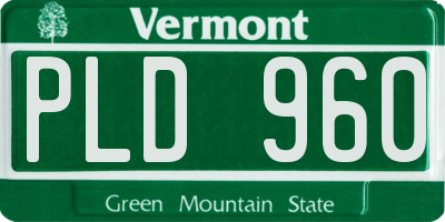 VT license plate PLD960
