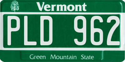 VT license plate PLD962