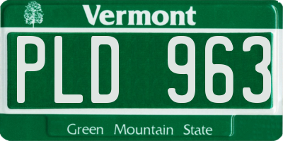 VT license plate PLD963