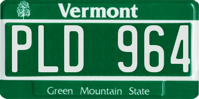 VT license plate PLD964