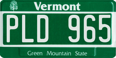 VT license plate PLD965