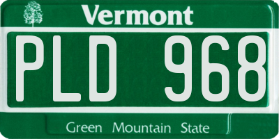 VT license plate PLD968