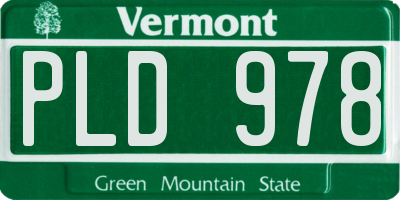 VT license plate PLD978