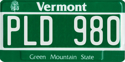 VT license plate PLD980
