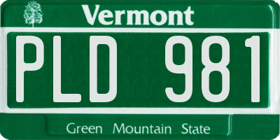 VT license plate PLD981