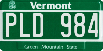 VT license plate PLD984