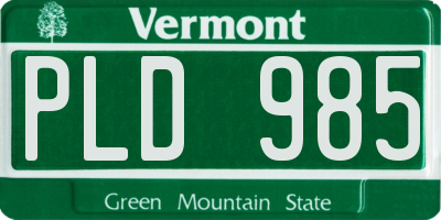 VT license plate PLD985