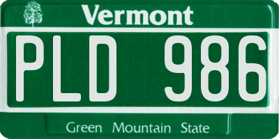 VT license plate PLD986