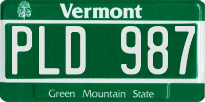 VT license plate PLD987