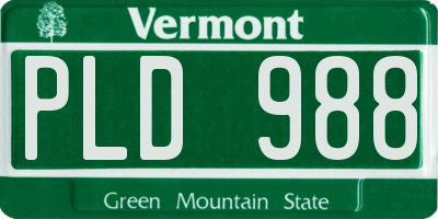 VT license plate PLD988