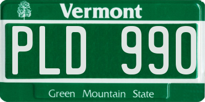 VT license plate PLD990