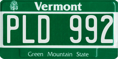 VT license plate PLD992