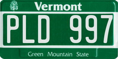 VT license plate PLD997