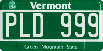 VT license plate PLD999