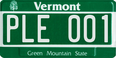 VT license plate PLE001