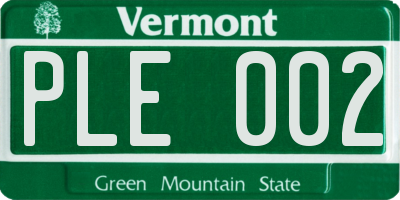 VT license plate PLE002