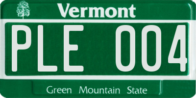 VT license plate PLE004