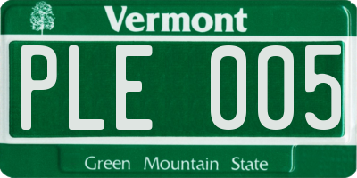 VT license plate PLE005